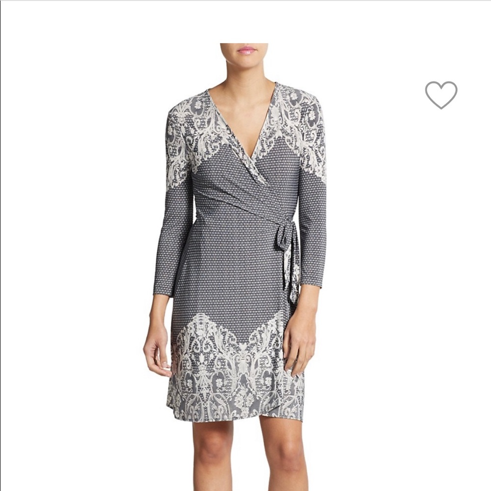 BCBGMAXAZRIA Adele Embroidered Wrap Dress